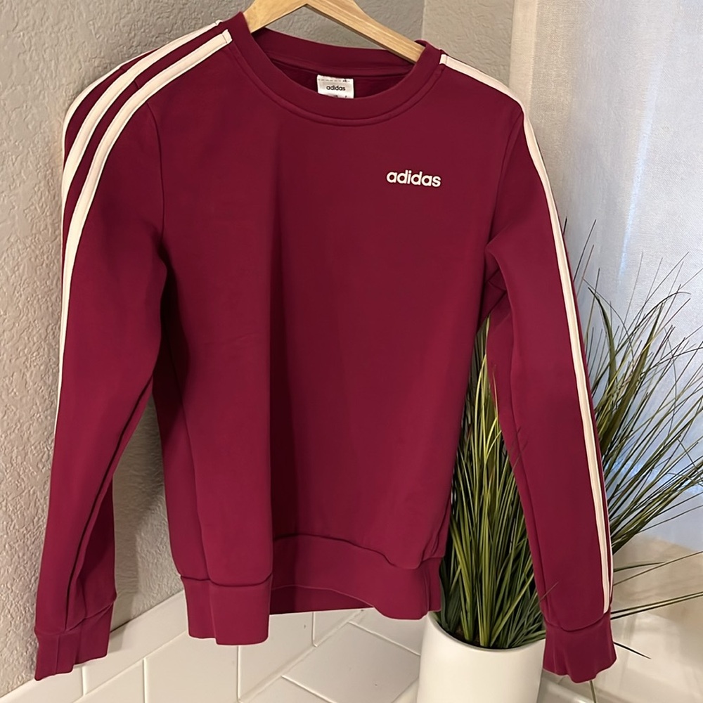 Adidas bundle small black sweatshirt and plum sweatshirt.